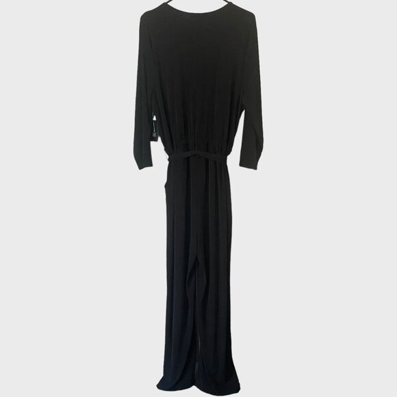 INC International Concepts Tie-Waist V-Neck Jumpsuit Black Women's Size XL New - Picture 3 of 13